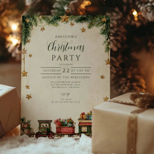 Invitation Train Jouet Fantaisie de Noël