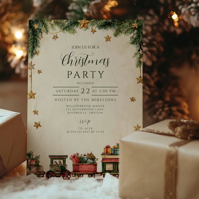 Invitation Train Jouet Fantaisie de Noël (Créateur téléchargé)