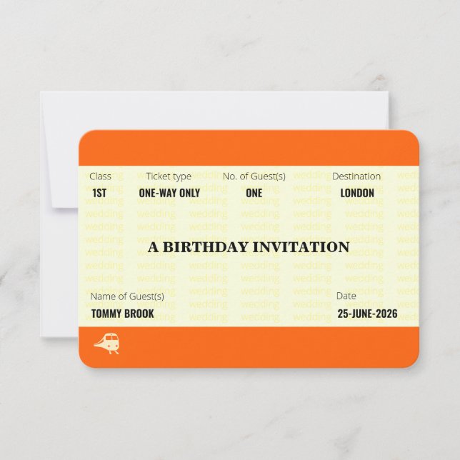 Invitation Train Ticket Inspired | Birthday (Devant)