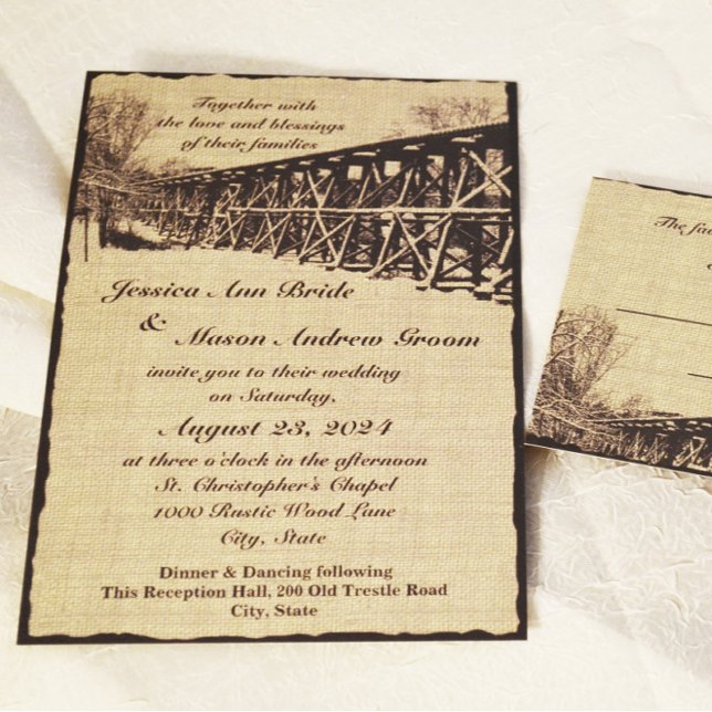 Invitation Train Trestle Rustic Mariage (Créateur téléchargé)