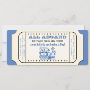 Invitation Train vintage Billet bébé garçon douche
