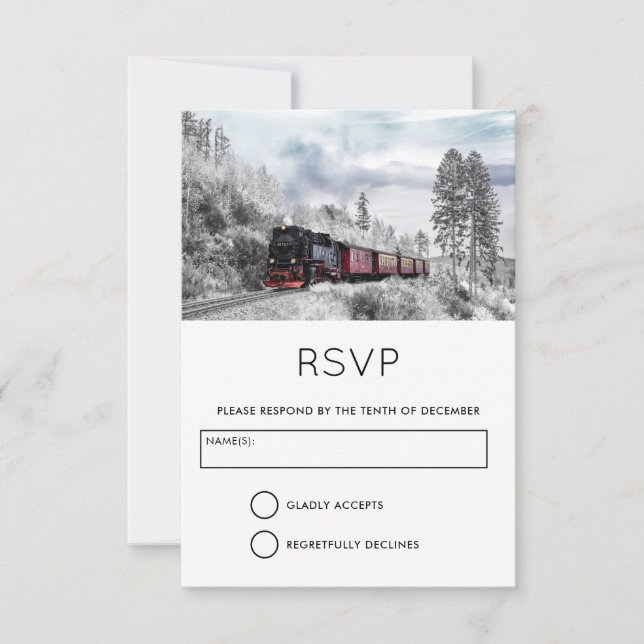 Invitation Train vintage traversant la RSVP d'hiver (Devant)