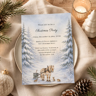 Invitation Traîneau à cheval rustique Noël Fête de Noël