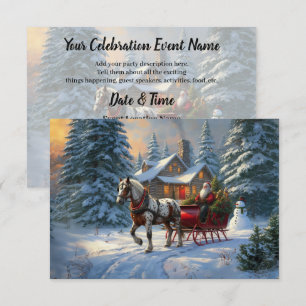 Invitation Traîneau à un cheval de Noël de Santa