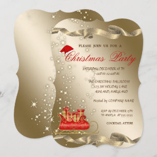 Invitation Traîneau de Noël,Chapeau de Père Noël,Noël d'entre