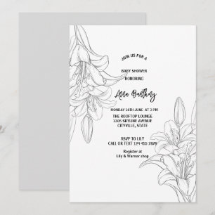 Invitation trait de croquis chic dessin baby shower floral de