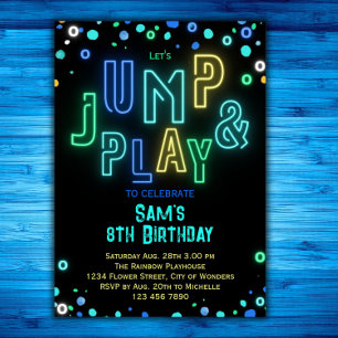 Invitation Trampoline Anniversaire Neon Glow Jump Play Party