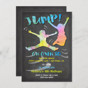 Invitation Trampoline fête d'anniversaire pour garçon ou fill