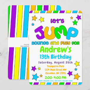 Invitation Trampoline Jump Park Party