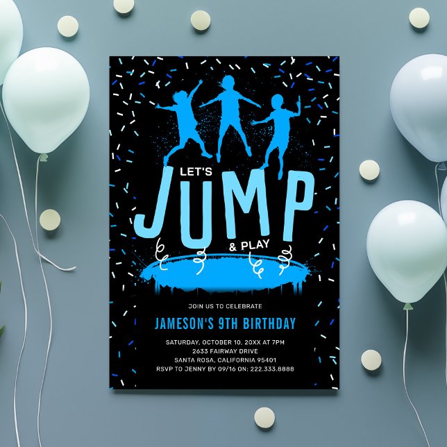 Invitation Trampoline Kids Blue Birthday Party (Créateur téléchargé)