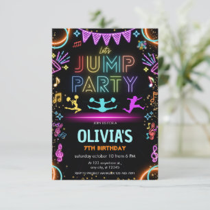 Invitation Trampoline Neon Lumineuse laisse sauter Anniversai