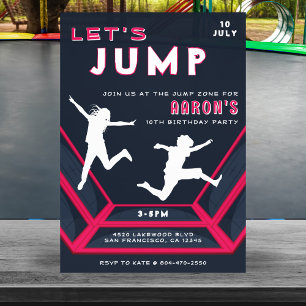 Invitation Trampoline Park Jumelons Red Birthday Party