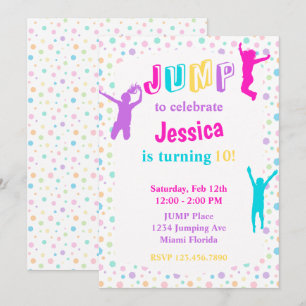 Invitation Trampoline Park Jump Bounce Girls Party