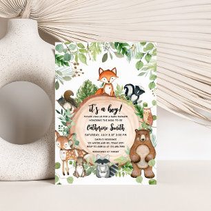 Invitation Tranche de bois de la forêt Baby Shower