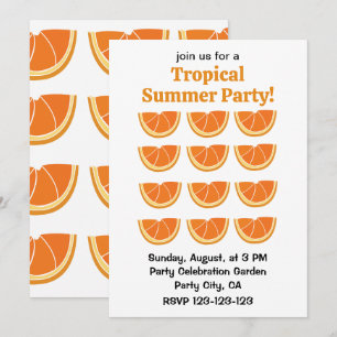 Invitation Tranche de fruit orange Fête tropicale d'été