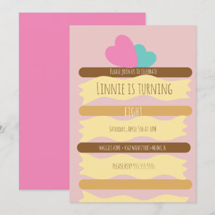 Invitation Tranche de gâteau étagé pour fête d'anniversaire