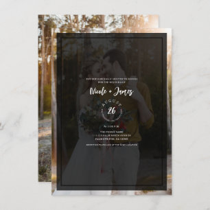 Invitation Tranche de Tint Photo foncé Mariage minimaliste mo