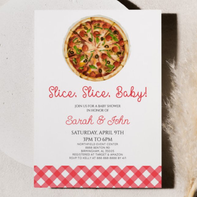 Invitation Trancher, Trancher, Bébé ! Baby shower à la pizza (Créateur téléchargé)