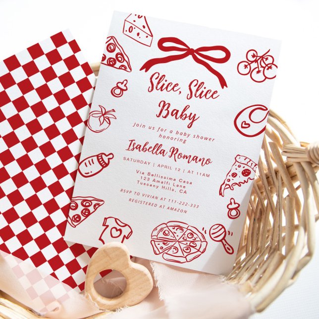 Invitation Trancher Trancher Bébé Fête Pizza Bébé Arc Bébé Sh (Créateur téléchargé)