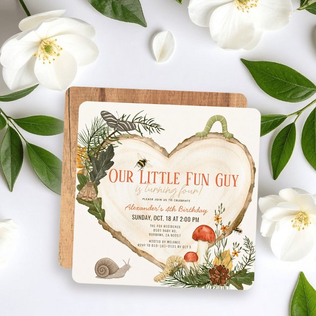 Invitation Tranches de bois Champignon Garçon Fête d'annivers (Créateur téléchargé)