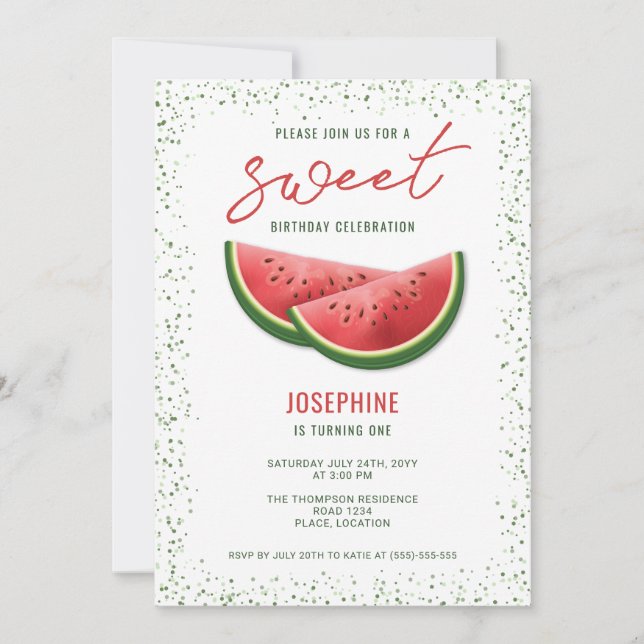 Invitation Tranches de fruits d'été de pastèque sucrés d'anni (Devant)