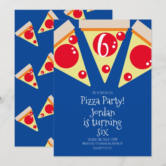 Invitation Tranches de pizza géométriques décorations pour fê (Devant / Derrière)
