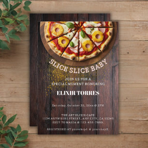 Invitation Tranches de pizza rustiques Baby Shower