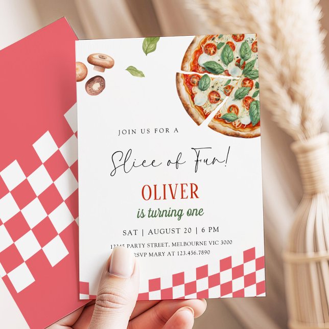 Invitation Tranches de plaisir Fête d'anniversaire Pizza (Créateur téléchargé)