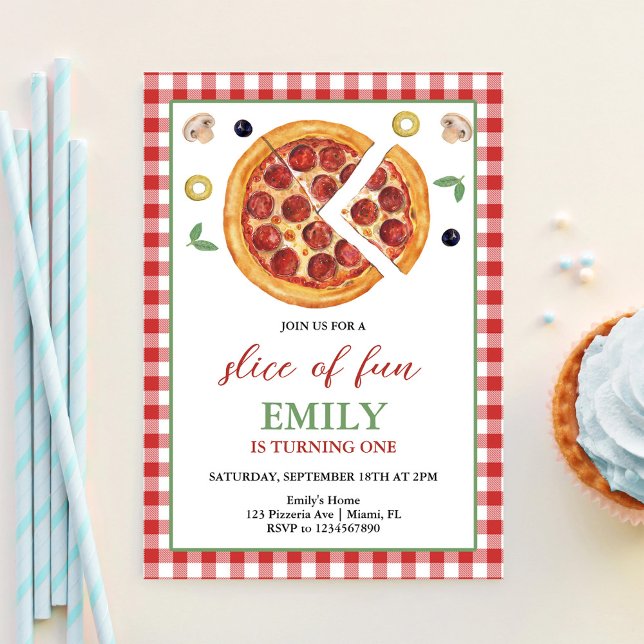 Invitation Tranches de plaisir UNE Fête de pizza d'anniversai (Créateur téléchargé)