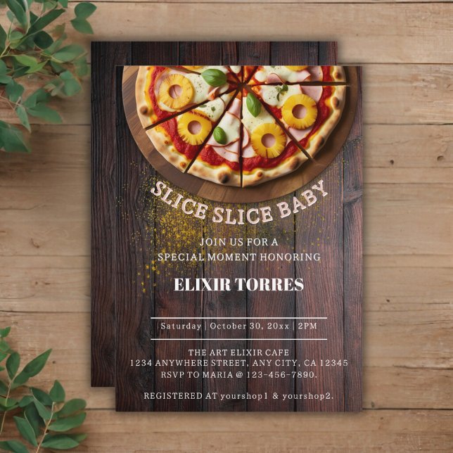 Invitation Tranches rustiques de pizza pour Baby Shower (Créateur téléchargé)