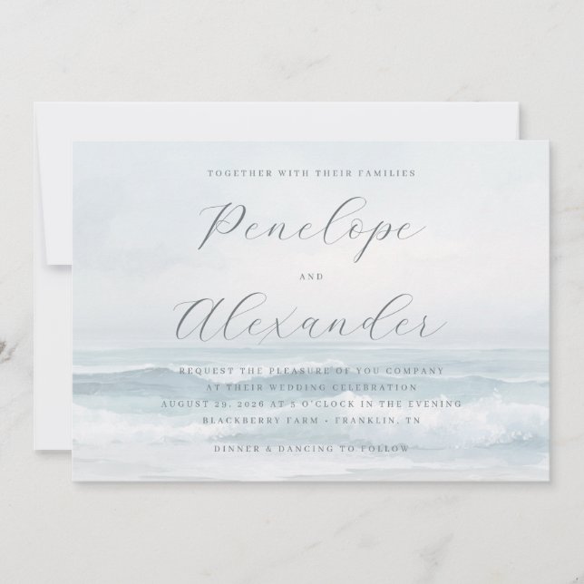 Invitation Tranquil Blue Ocean Waves (Devant)