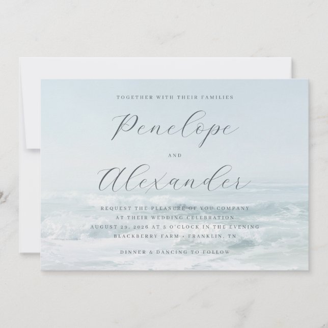 Invitation Tranquil Blue Wave Elegancy (Devant)