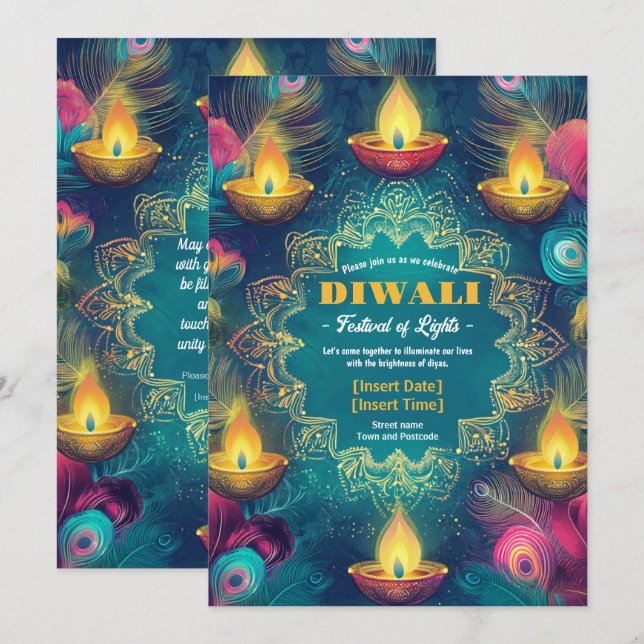 Invitation Tranquille Diwali Aura (Devant / Derrière)
