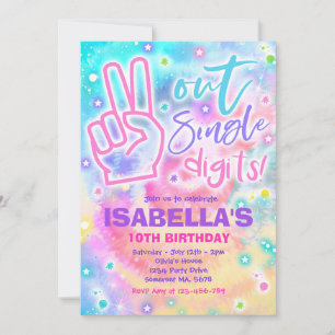 Invitation Tranquillité Chiffres simples Hippy Tie Dye Annive