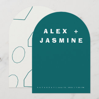 Invitation Transformative Teal Modern Arched Wedding