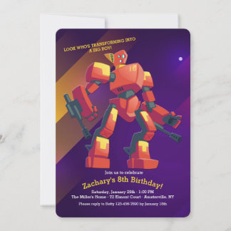 Invitation Transformer l'invitation d'anniversaire d'un robot