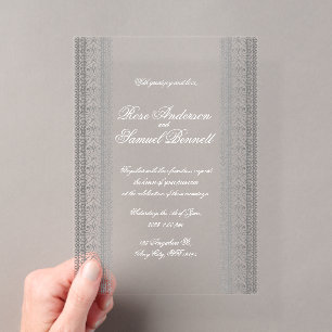 Invitation transparente en acrylique à motif de de