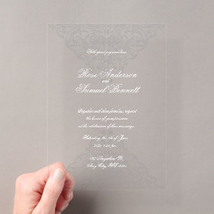 Invitation transparente en acrylique à motif de de