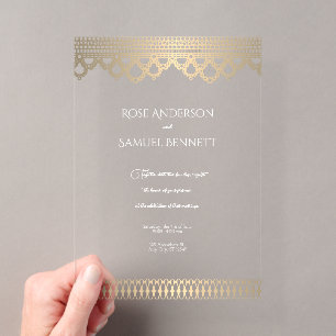 Invitation transparente en acrylique à motif de de