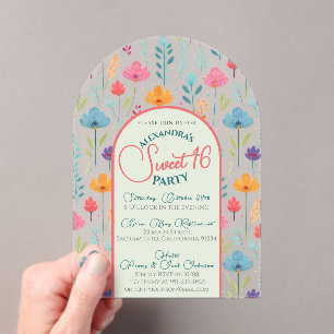 Invitation transparente pour un anniversaire flora