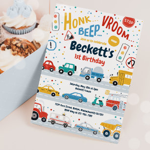 Invitation Transport Camions Diggers Voitures Anniversaire