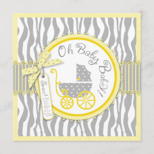 Invitation Transport de bébés, Baby shower Zebra Print & Yell