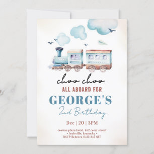 Invitation Transport en train Choo Choo garçon anniversaire