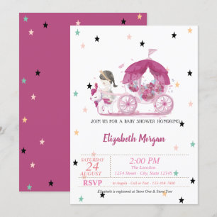 Invitation Transport, Étoiles, Baby shower Princesse