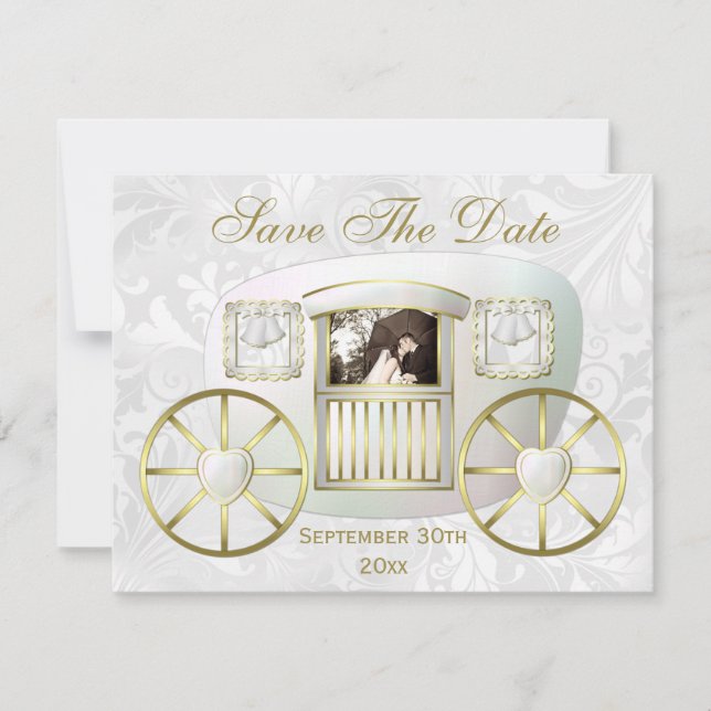 Invitation Transport Mariage de photos romantique Enregistrer (Devant)
