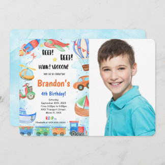 Invitation Transport modifiable Anniversaire Photo