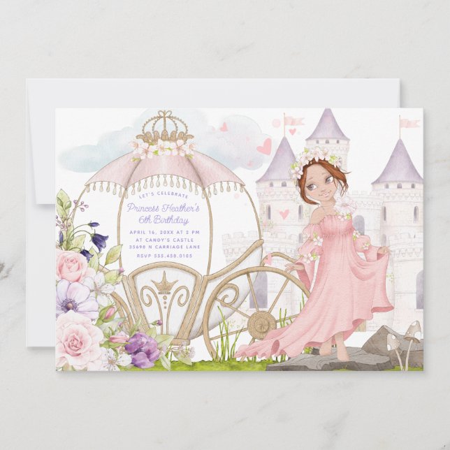 Invitation Transport royal | Red Haired Princess Anniversaire (Devant)