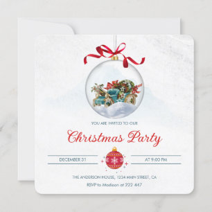 Invitation Transport vintage en ornement de Noël, Bow rouge