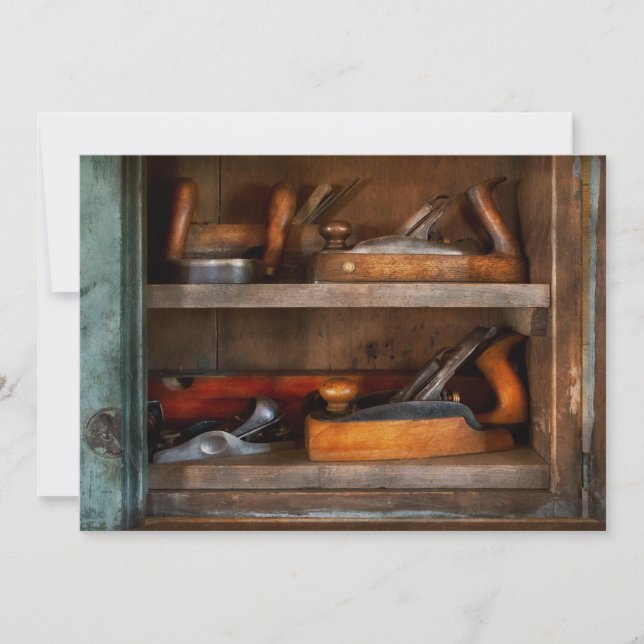 Invitation Travailleur du bois - Outils de l'ébéniste (Devant)