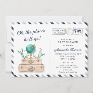 Invitation Travel Adventure Baby Boy Around the World Shower